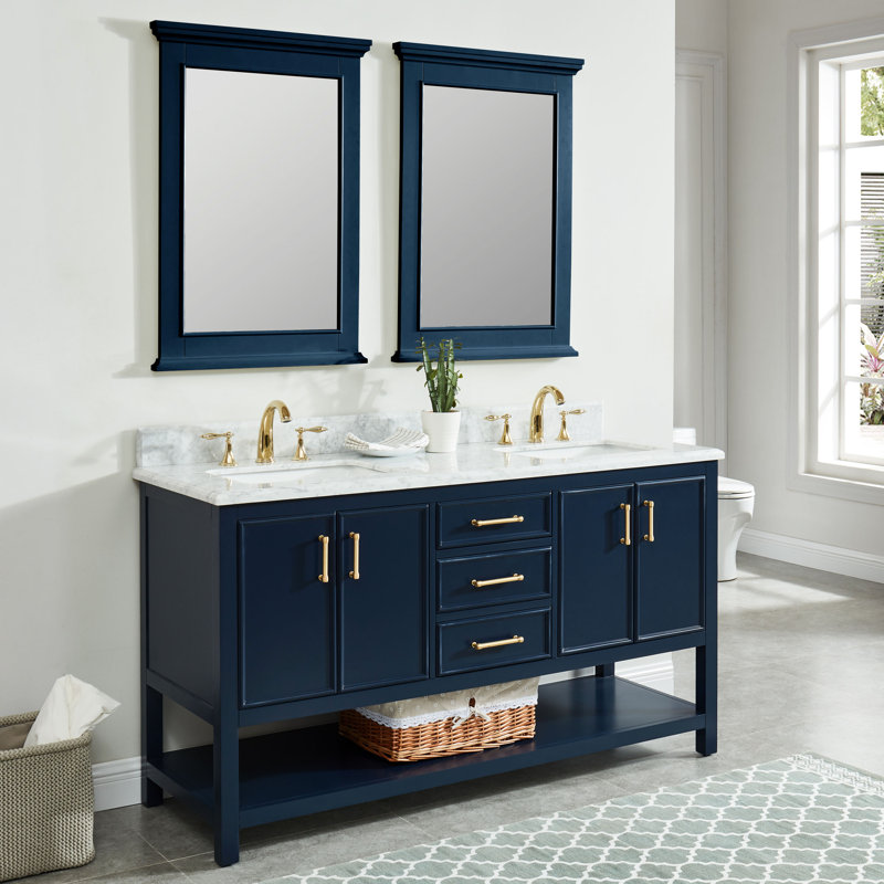 Breakwater Bay Paulene 30.12'' Double Bathroom Vanity with Marble Top